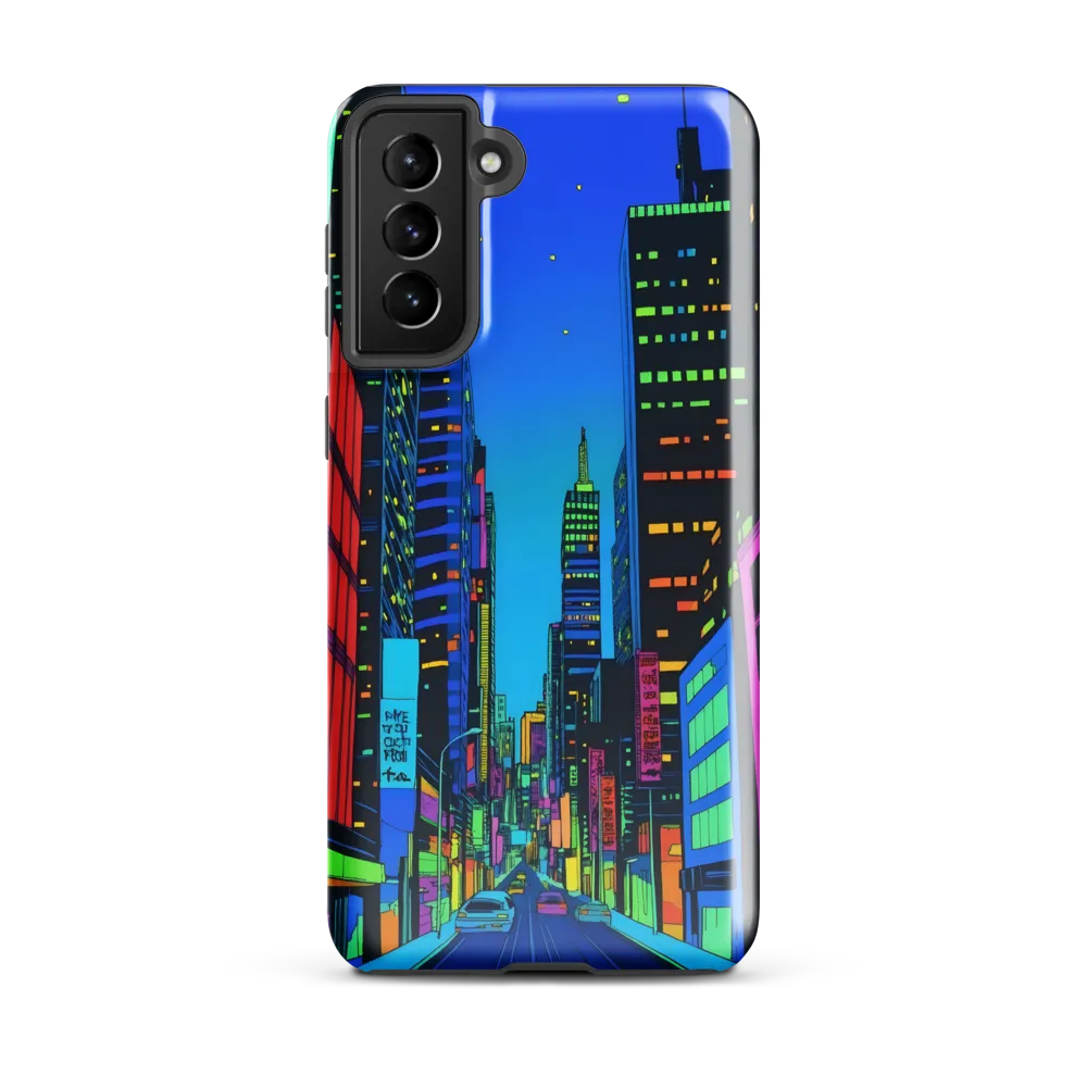 Neon Dreamscape: A Futuristic City at Dusk | Phone Case |  S21 Plus | Tough Case | Glossy