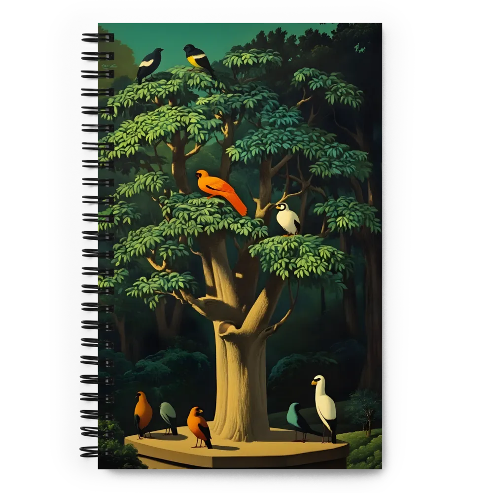 Harmony in Color: A Surreal Bird Symphony | Spiral Notebook