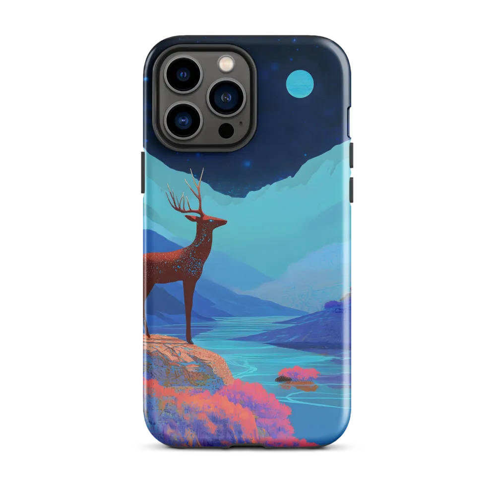 Moonlit Stag at the Cyan Lake