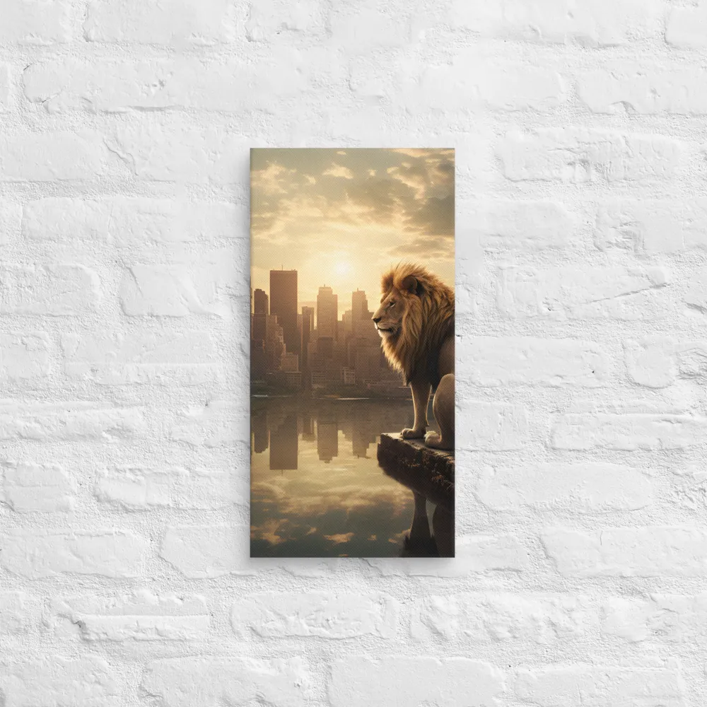 The Lion's Gaze Over the Urban Symphony | Canvas | 10″×20″