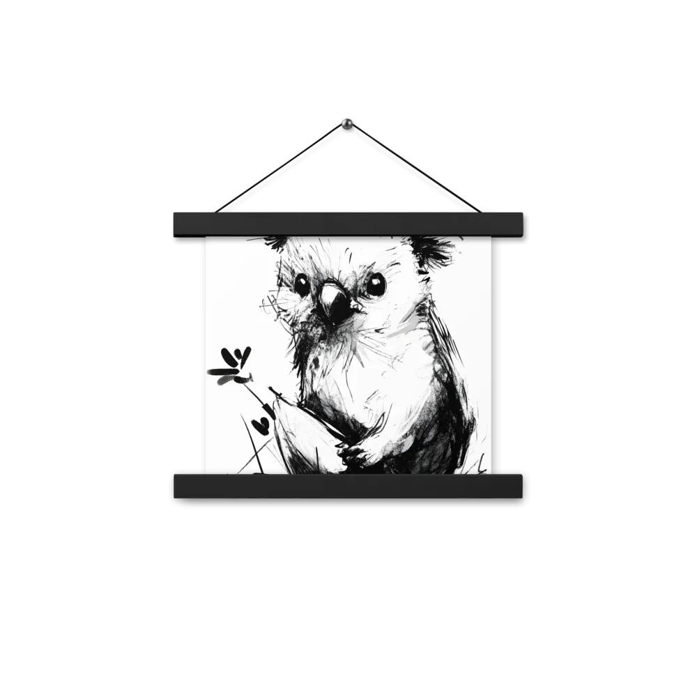 Whimsical Koala in Ink | Poster With Black Wood Hanger | 10″×10″