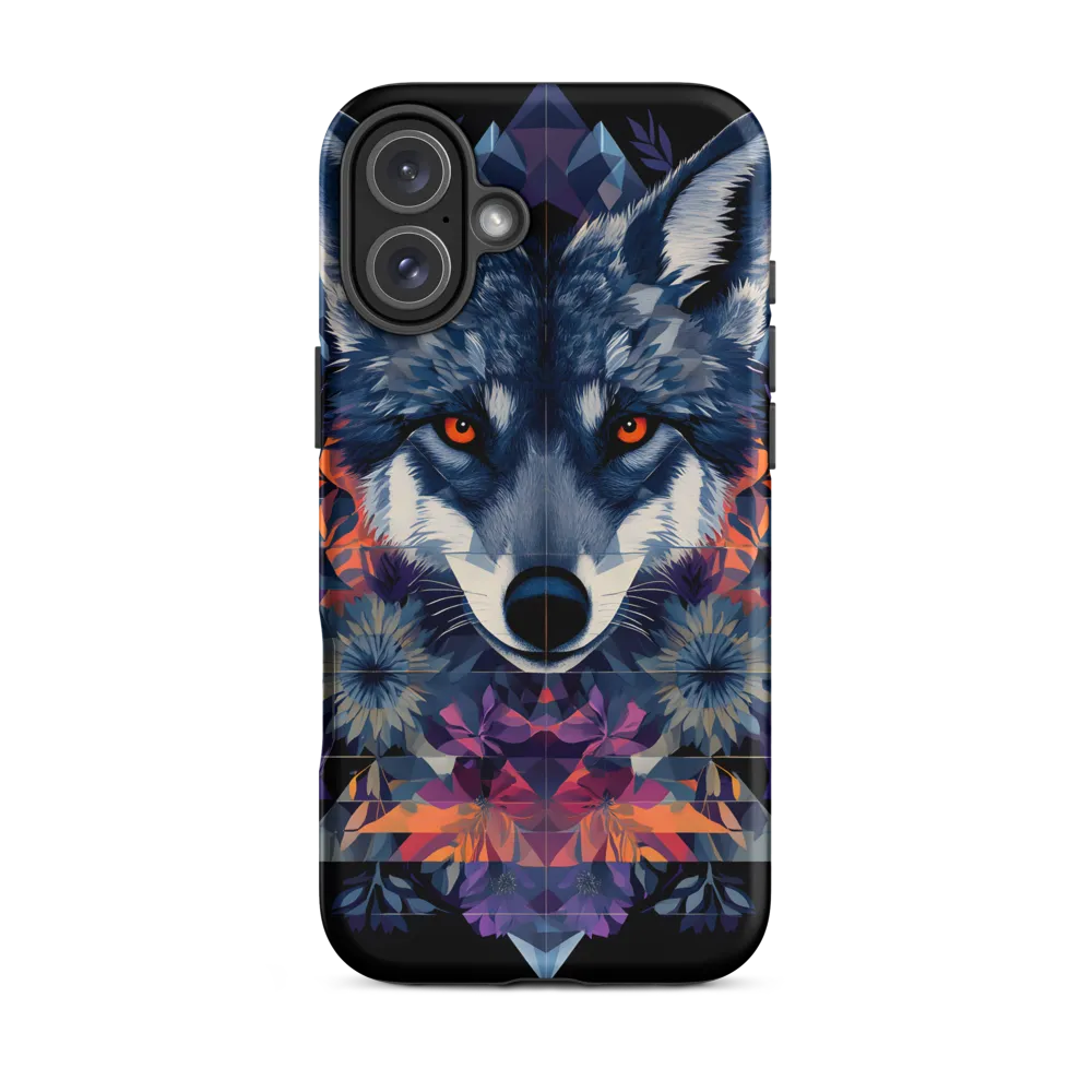 Mystical Wolf Amidst Floral Geometry
