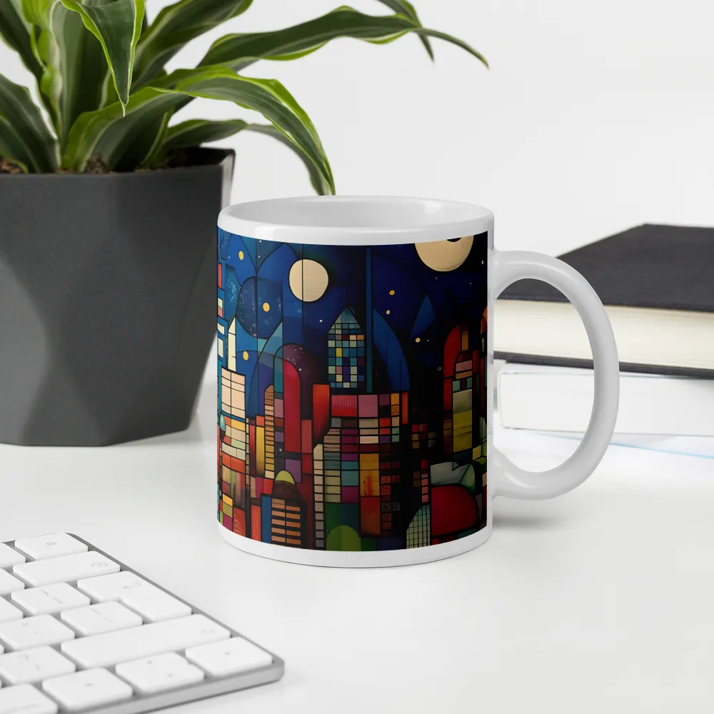 Geometric Harmony: A Vibrant Cityscape | Mugs | Multiple Sizes & Colors