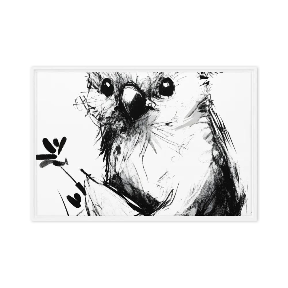 Whimsical Koala in Ink | Canvas with White Frame | 24″×36″