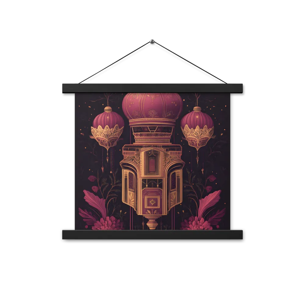 Ornate Harmony: A Digital Floral Architecture | Poster With Black Wood Hanger | 14″×14″