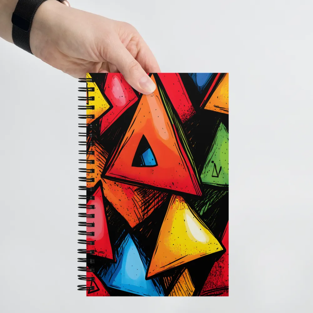 Vibrant Triangles in Abstract Harmony | Spiral Notebook