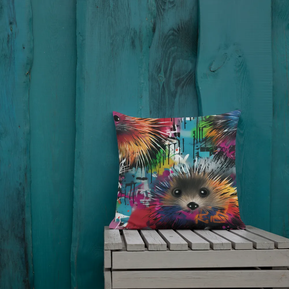 Whimsical Hedgehogs in a Kaleidoscopic Wonderland | Pillow | 18″×18″