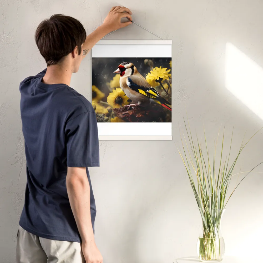 Harmony in Nature: A Goldfinch Amidst Blooms