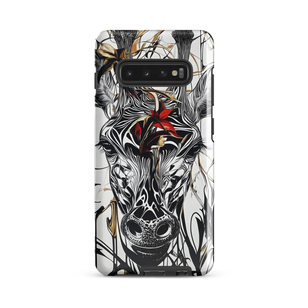 Floral Elegance: The Giraffe's Portrait | Phone Case |  S10 Plus | Tough Case | Glossy