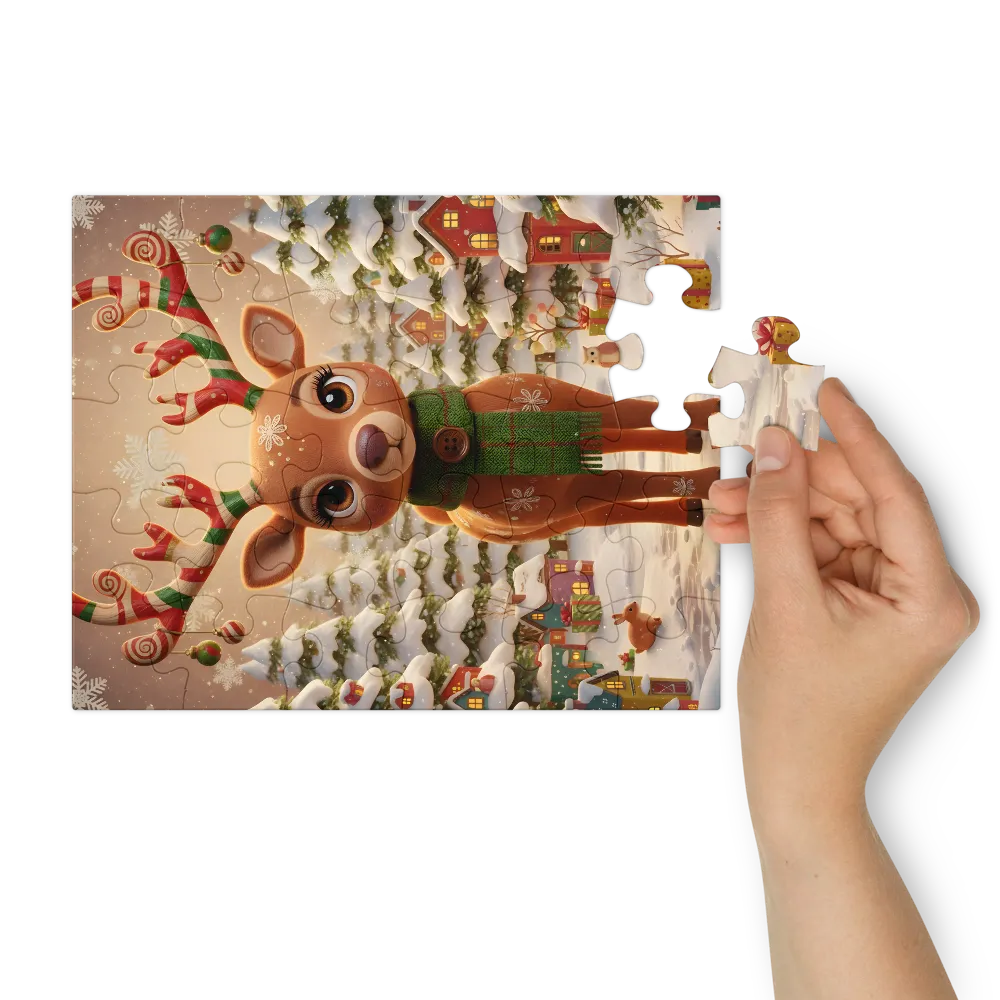 Festive Reindeer 
 Jigsaw Puzzle in Tin Box