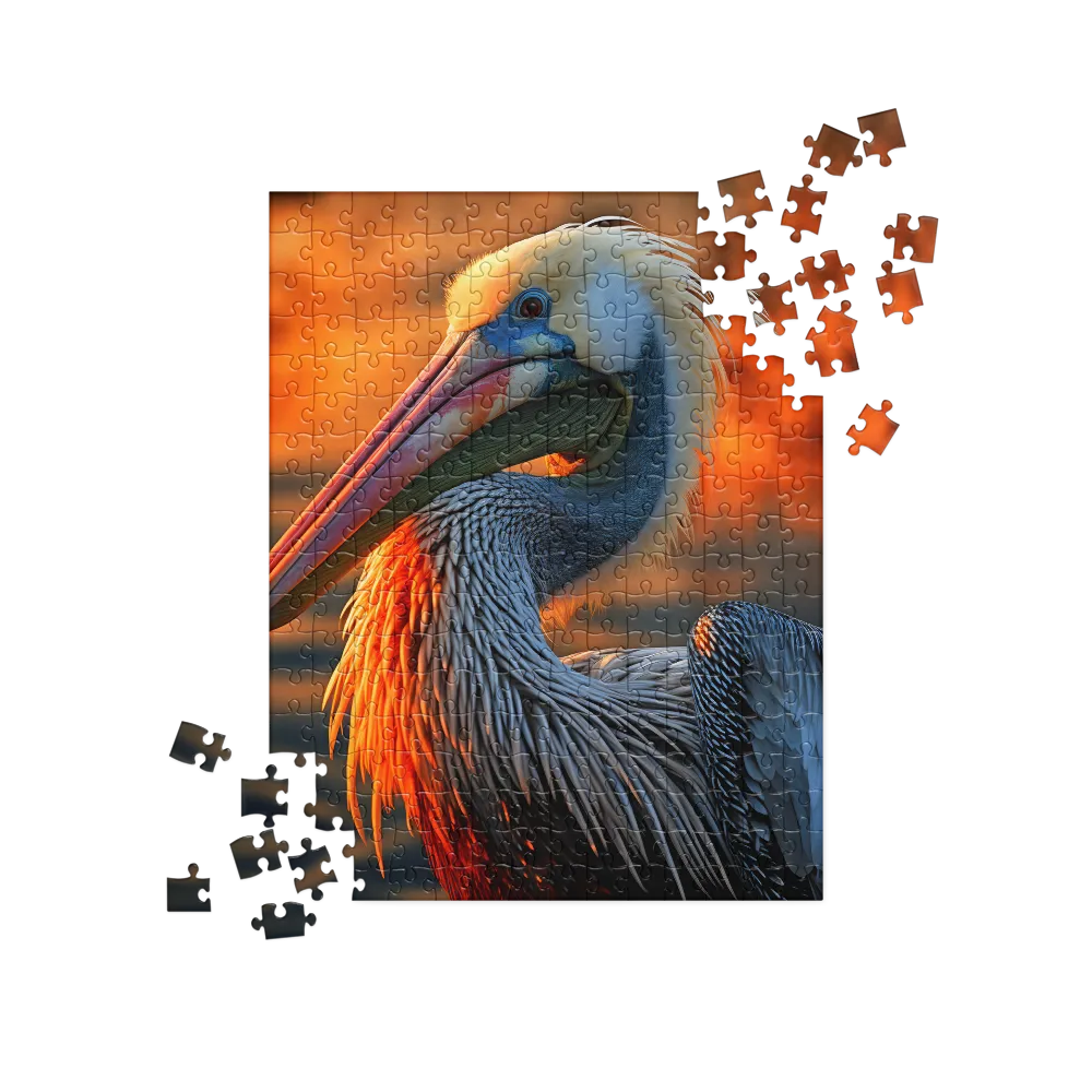 Elegance of the Pelican at Sunset | Jigsaw Puzzle | 252 pieces