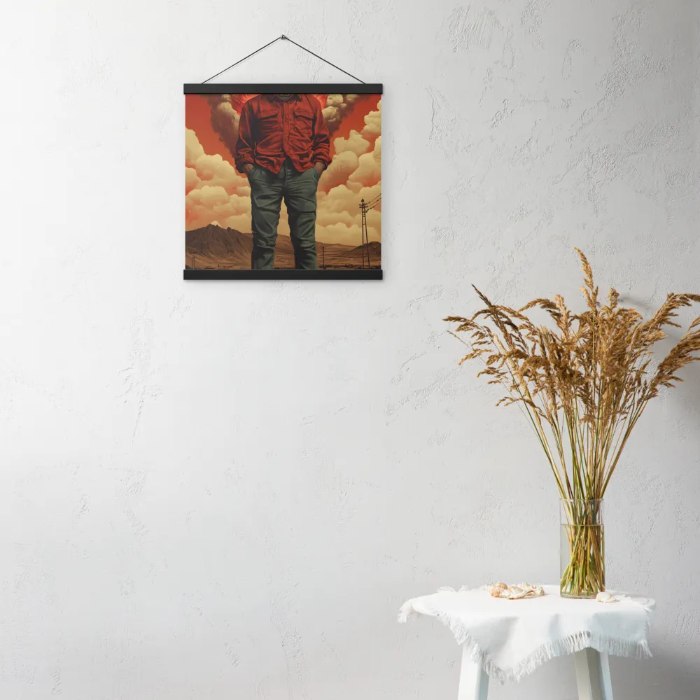 Defiant Spirit in a Surreal Landscape | Poster With Black Wood Hanger | 16″×16″