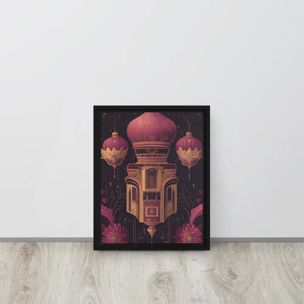 Ornate Harmony: A Digital Floral Architecture | Canvas with Black Frame | 11″×14″