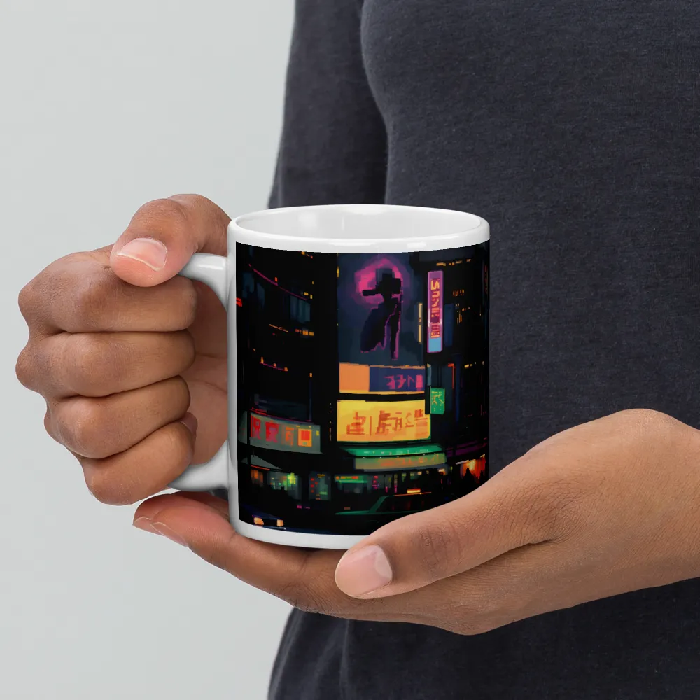 Neon Dreams: A Pixelated Urban Night | Mugs | Multiple Sizes & Colors