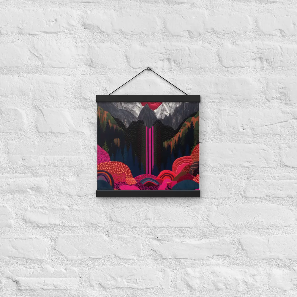 Ethereal Cascade: A Surreal Landscape | Poster With Black Wood Hanger | 12″×12″