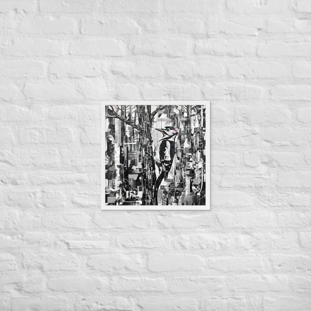 Woodpecker Collage 
 Poster with White Frame | 18″x 18″