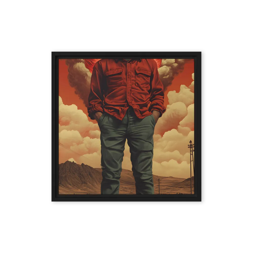 Defiant Spirit in a Surreal Landscape | Canvas with Black Frame | 16″×16″