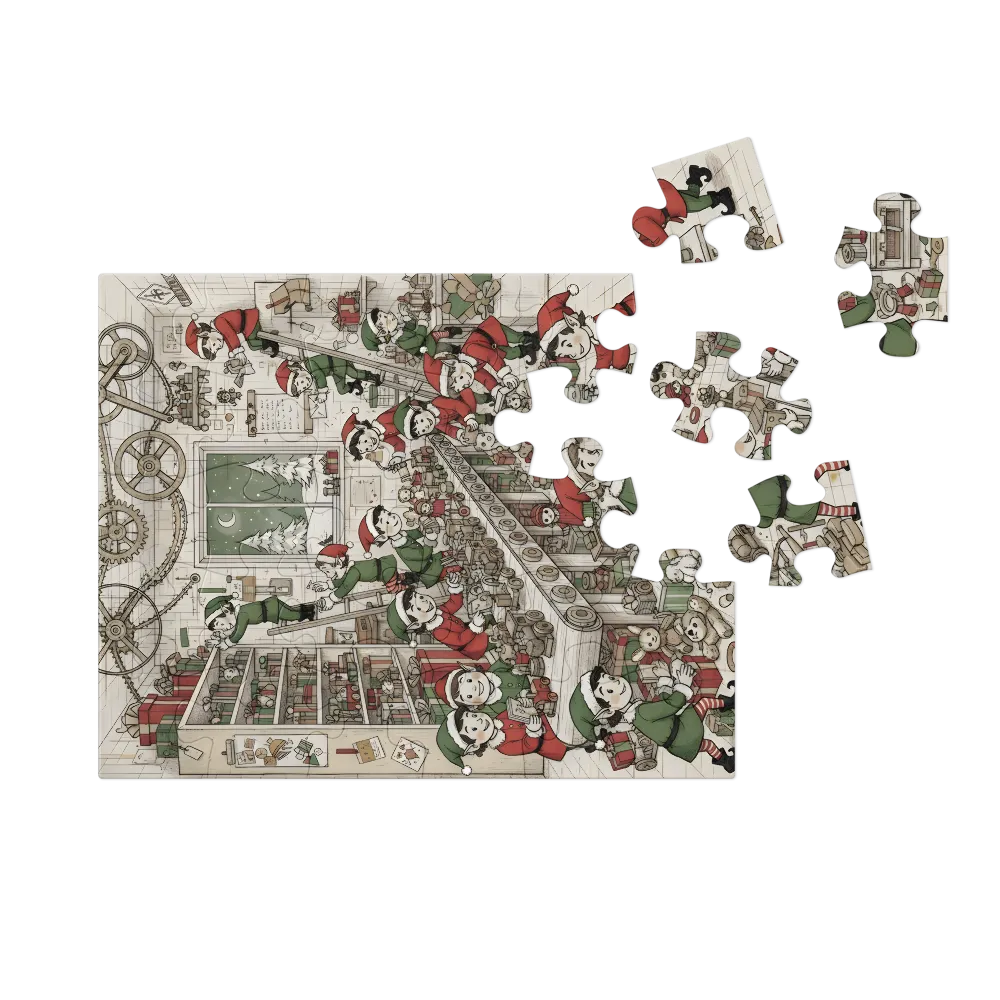 Elves' Toy Workshop 
 Jigsaw Puzzle in Tin Box