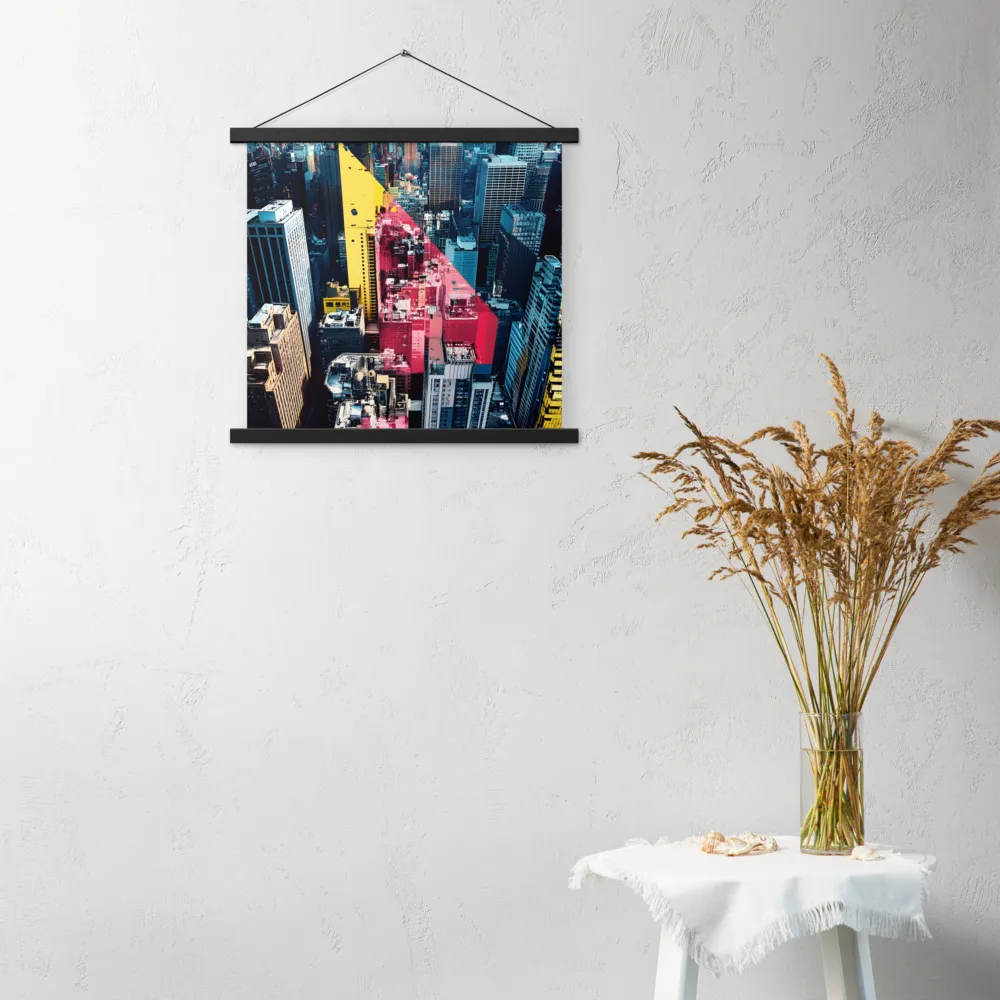 Dynamic Urban Symphony | Poster With Black Wood Hanger | 18″×18″