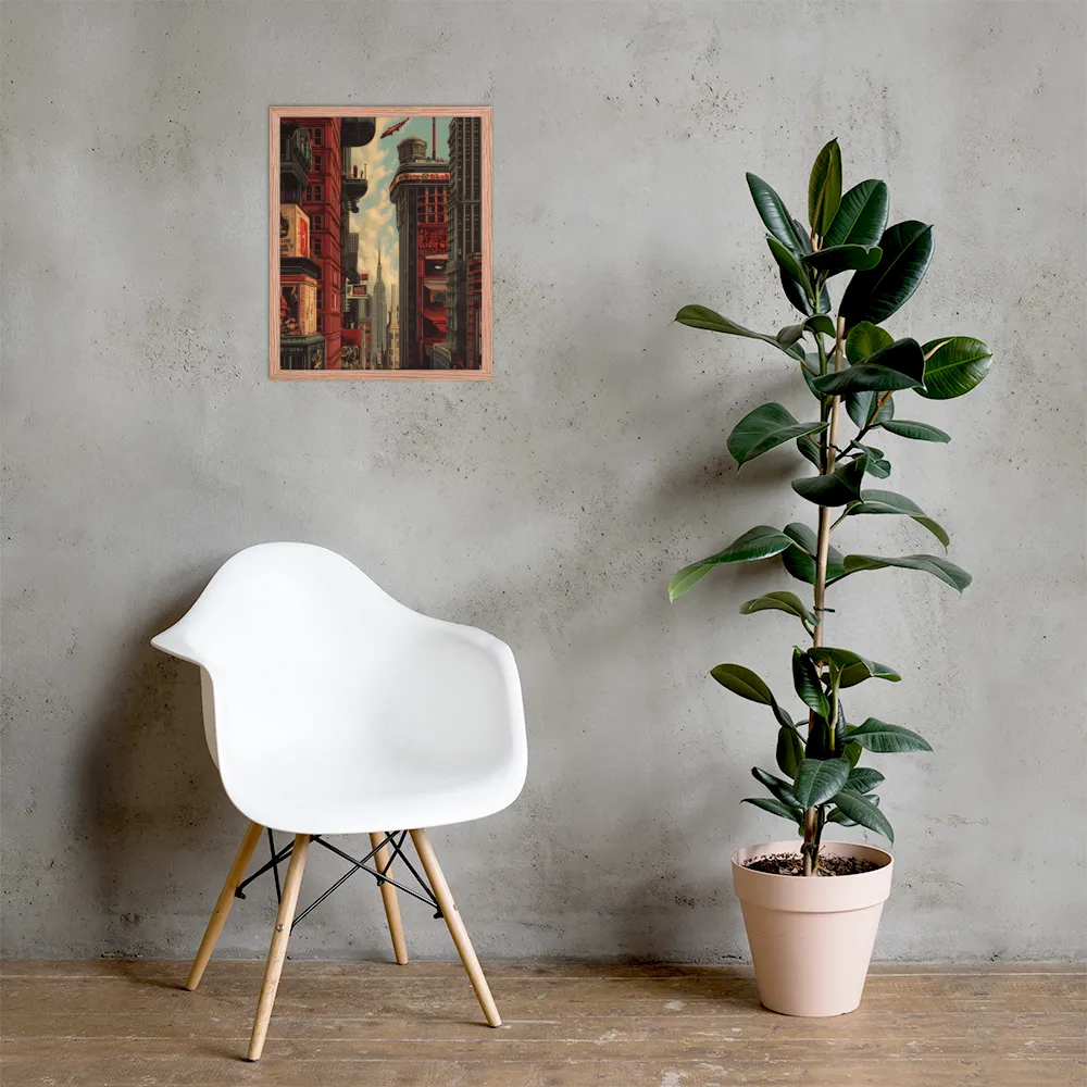 A Glimpse of Tomorrow: Urban Ambition | Poster with Red oak Frame | 16″×20″