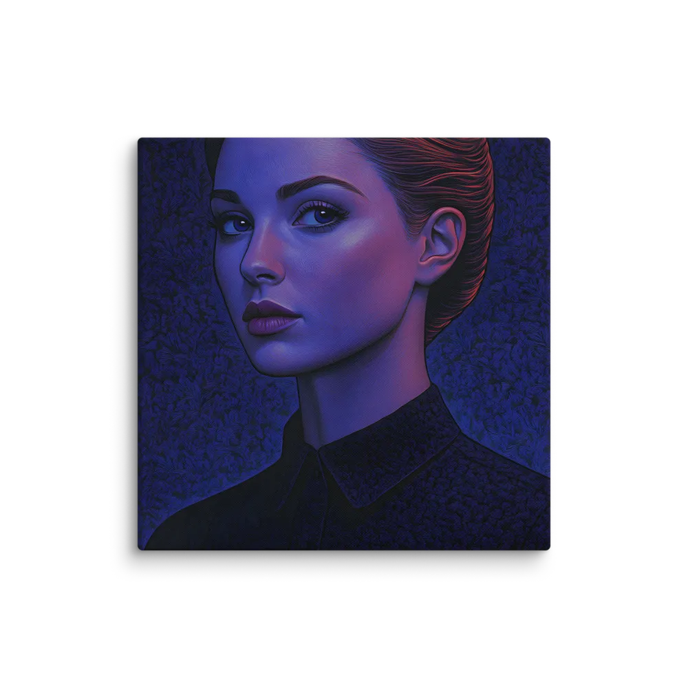 Ethereal Portrait in Blue and Red | Canvas | 36″×36″