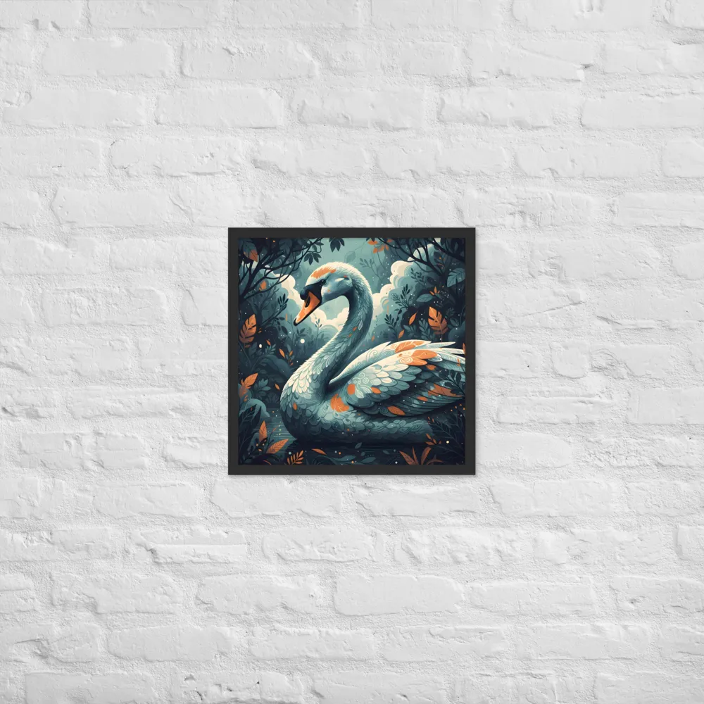 Grove Swan 
 Poster with Black Frame | 18″x 18″