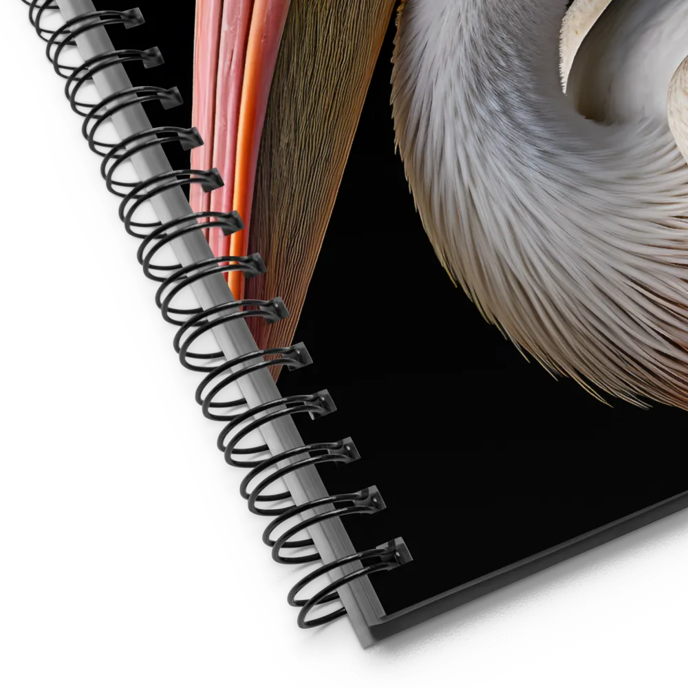 Elegance in White: The Pelican | Spiral Notebook