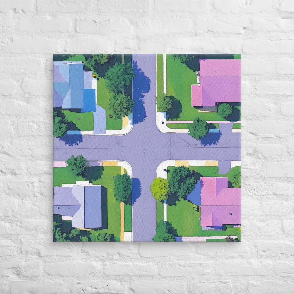 Aerial Harmony: Suburban Crossroads | Canvas | 30″×30″