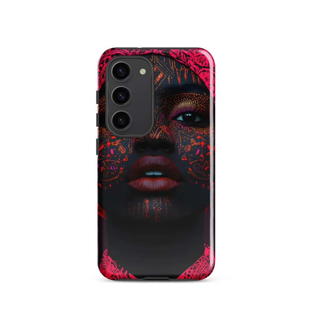 Neon Adornments: A Portrait of Cultural Expression | Phone Case |  S23 | Tough Case | Glossy
