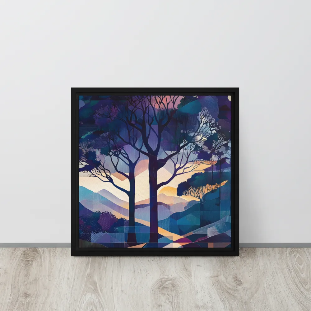 Tranquil Geometry: A Journey Through Color | Canvas with Black Frame | 16″×16″