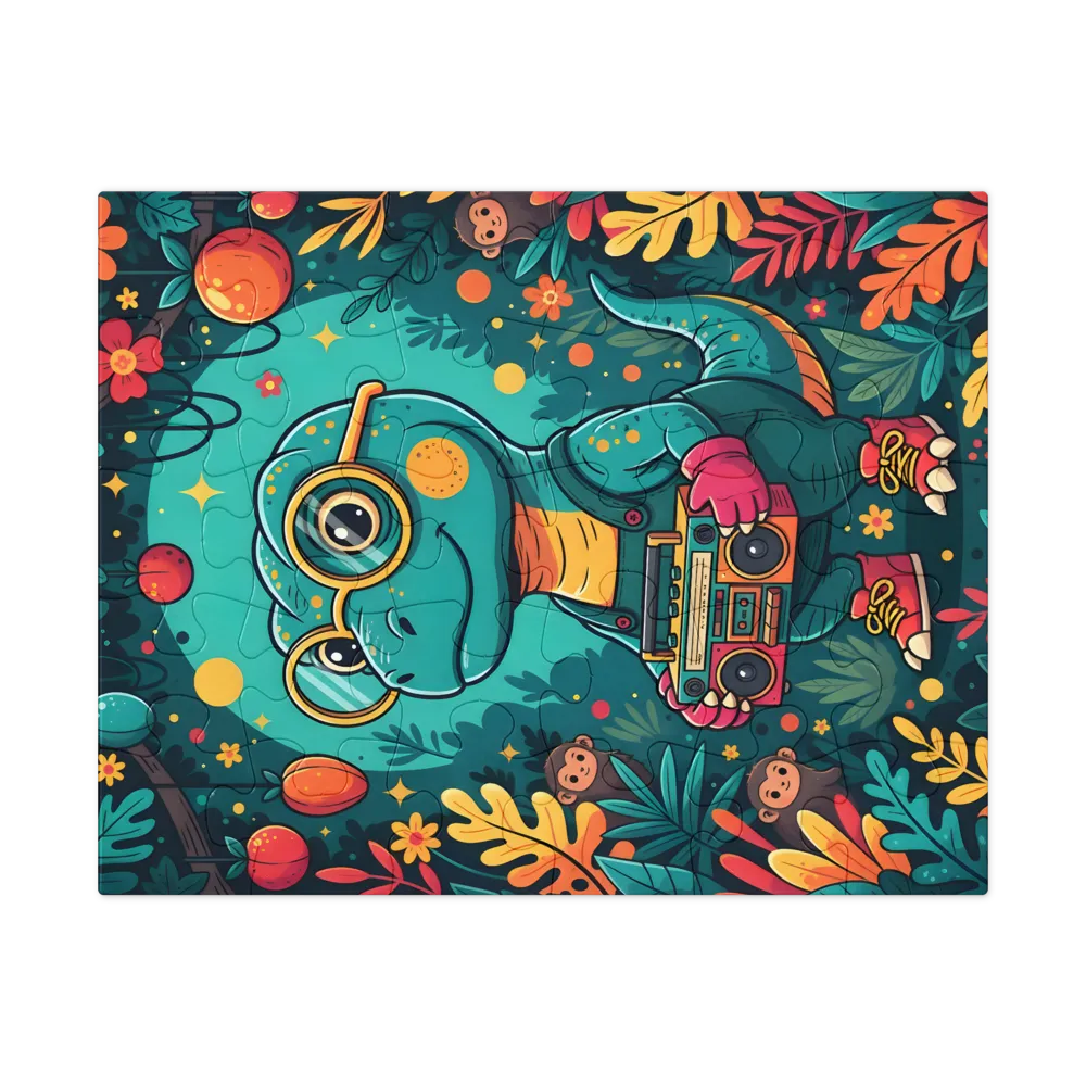 Boombox Dino 
 Jigsaw Puzzle in Tin Box
