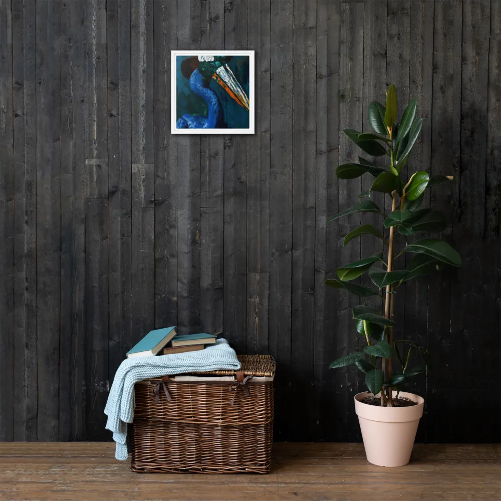 Majestic Absurdity: The Hat-Wearing Bird | Canvas with White Frame | 12″×12″
