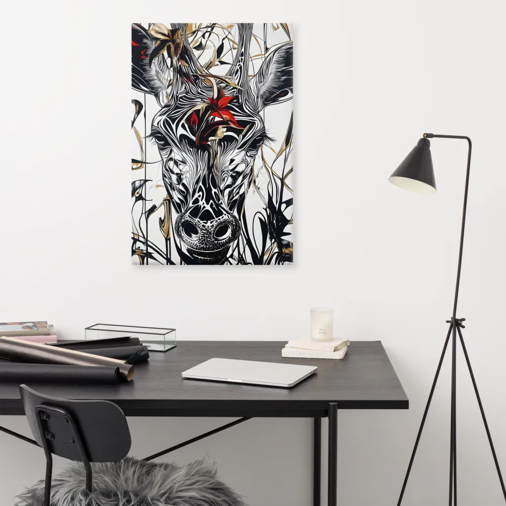 Floral Elegance: The Giraffe's Portrait | Canvas | 24″×36″