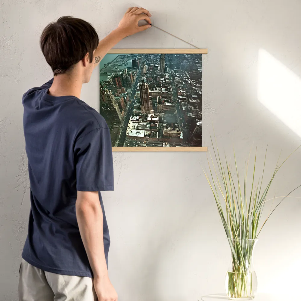 Aerial Symphony of Urban Life | Poster With Oak Wood Hanger | 18″×18″
