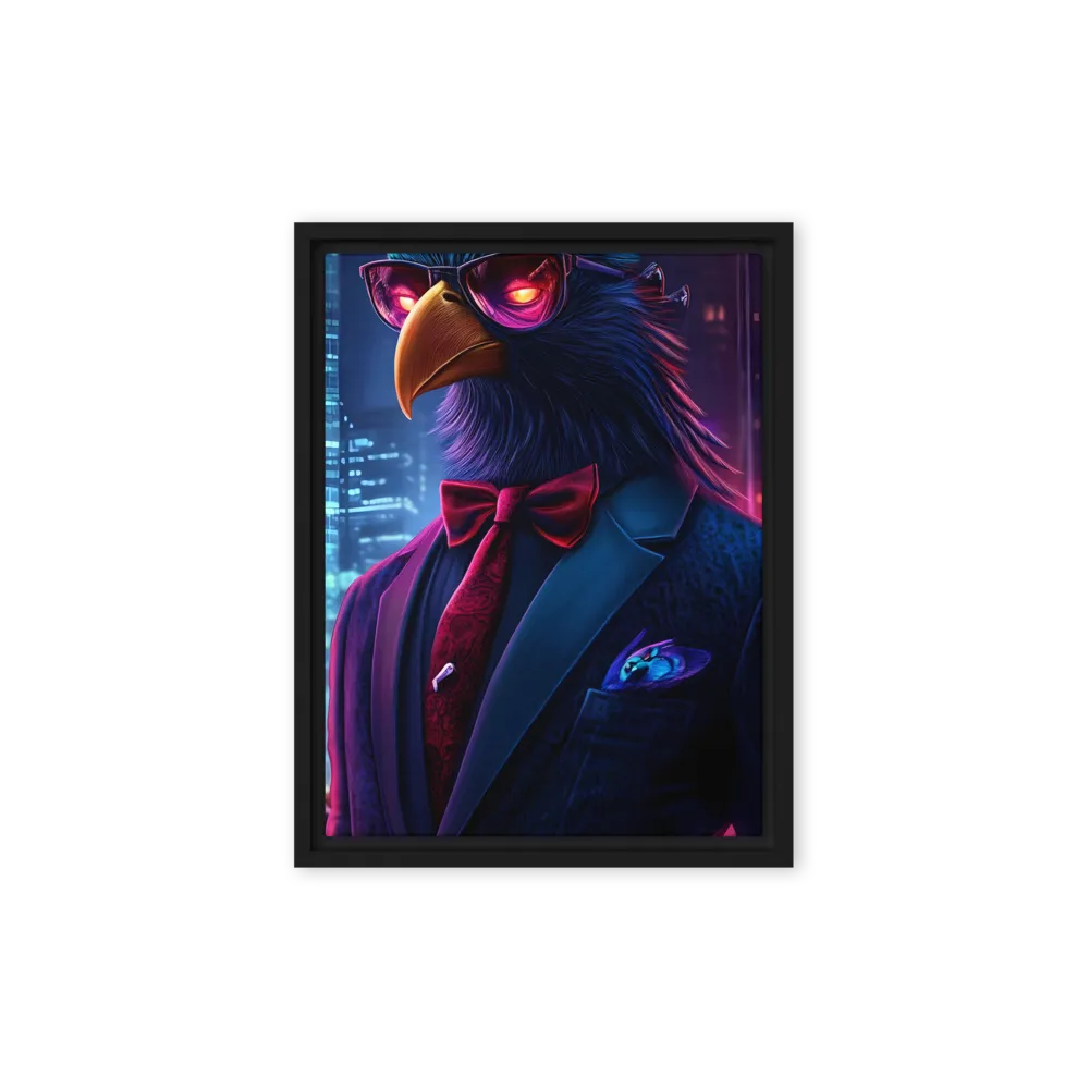 The Dapper Avian | Canvas with Black Frame | 9″×12″