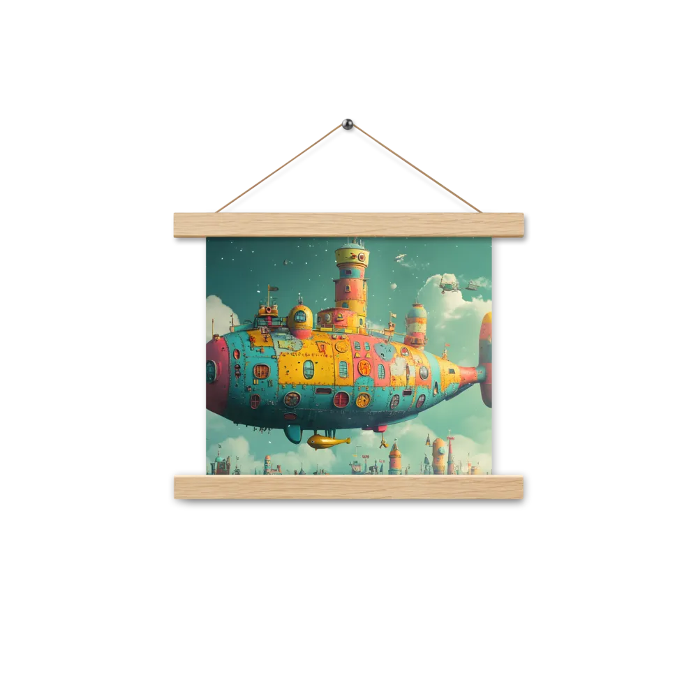 Submerged Dreams: A Whimsical Voyage | Poster With Oak Wood Hanger | 10″×10″