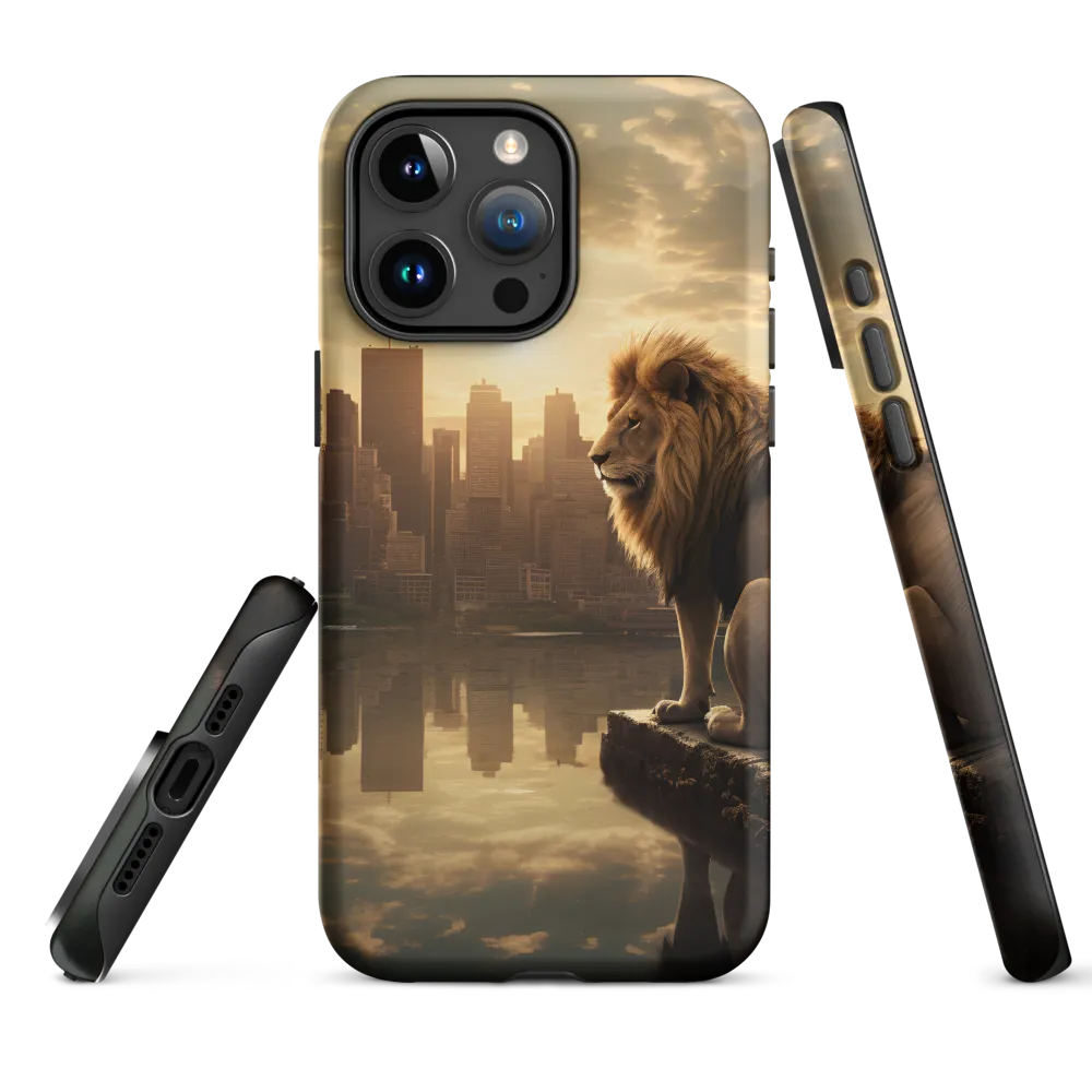 The Lion's Gaze Over the Urban Symphony | Phone Case |  15 Pro Max | Tough Case | Matte