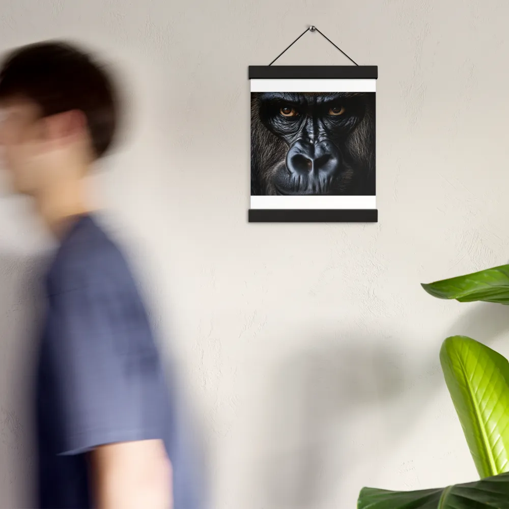 Gaze of the Wild: A Gorilla's Portrait | Poster With Black Wood Hanger | 8″×10″