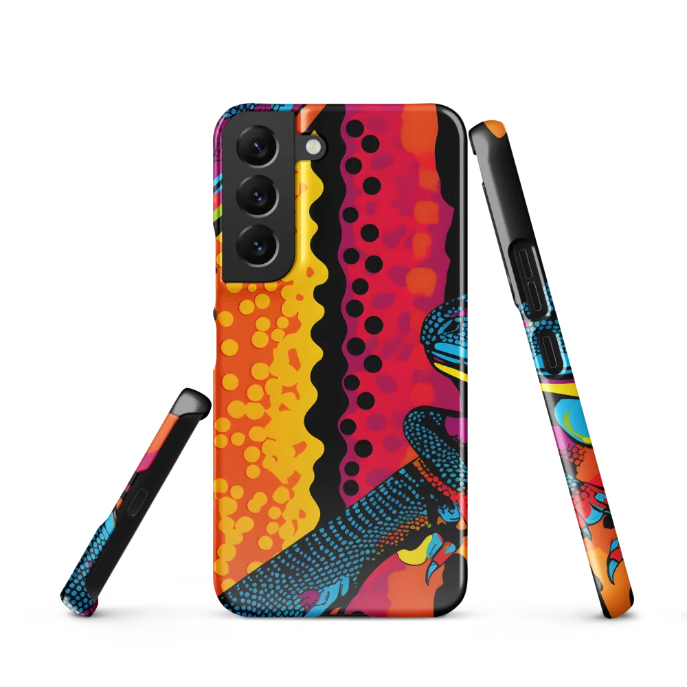 Colorful Encounters: The Playful Geckos | Phone Case |  S22 | Snap Case | Glossy