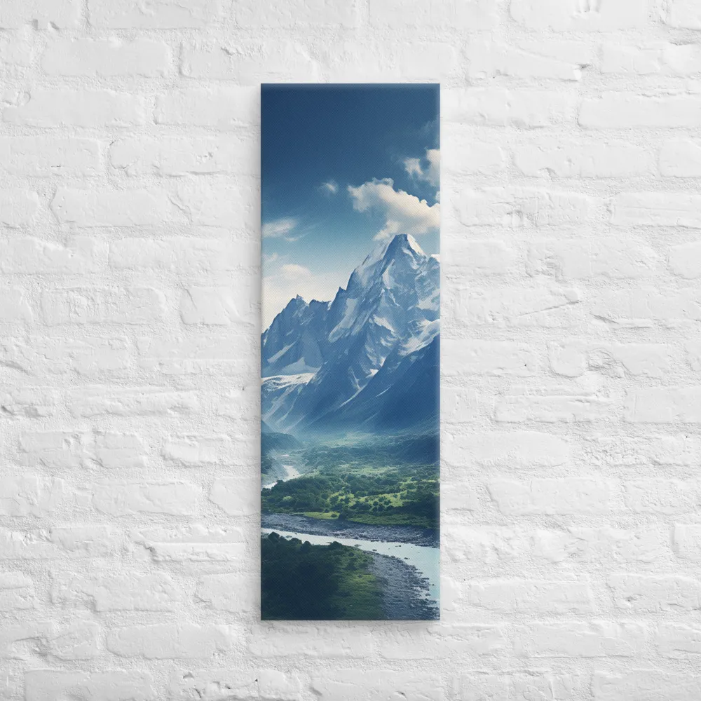 Majestic Serenity: A Landscape of Mountains and Rivers | Canvas | 12″×36″