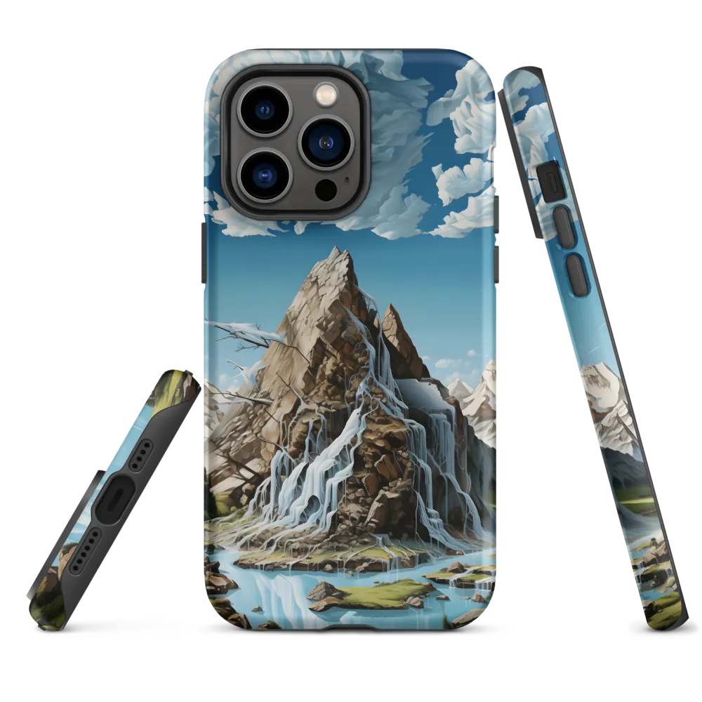 Majestic Cascade: A Mountain Masterpiece | Phone Case |  14 Pro Max | Tough Case | Matte