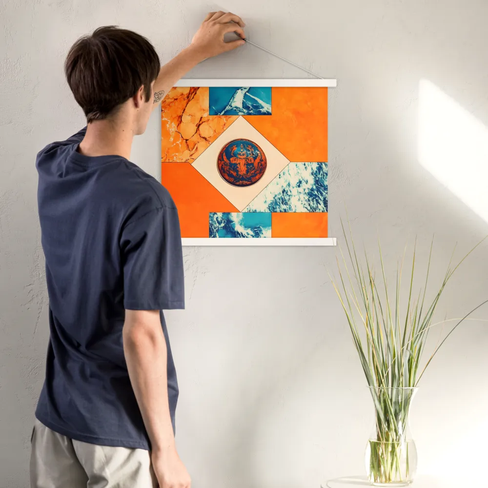 Harmonious Encounters: Abstract Geometry | Poster With White Wood Hanger | 18″×18″