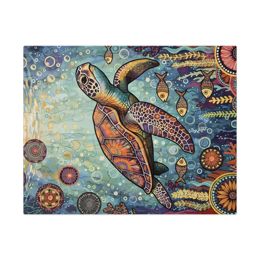 Mandala Sea Turtle 
 Jigsaw Puzzle in Tin Box