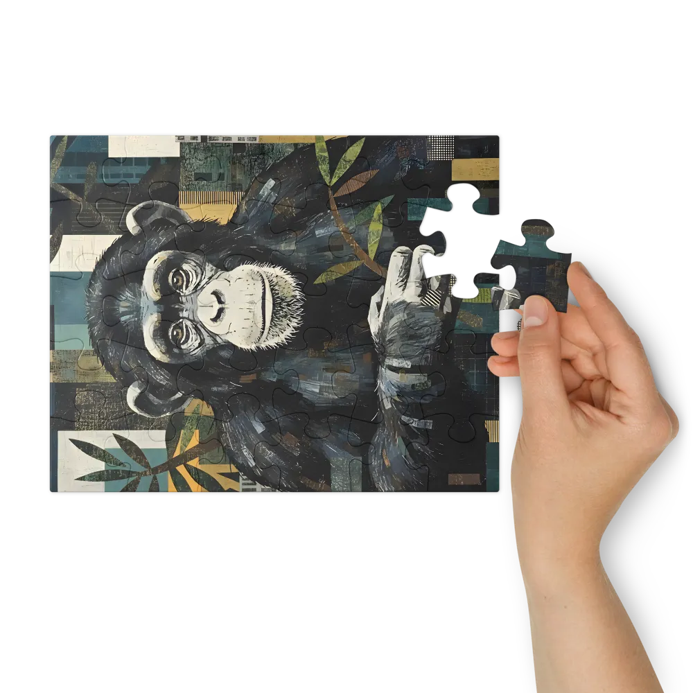Contemplative Chimpanzee 
 Jigsaw Puzzle in Tin Box