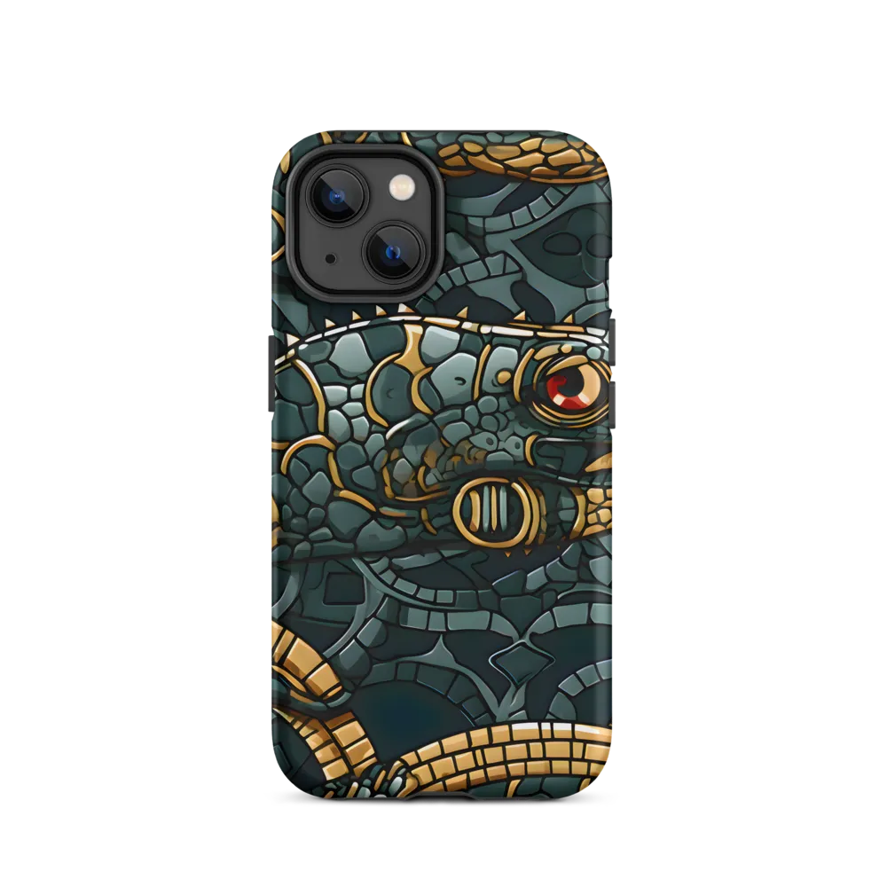 Reptilian Elegance: A Digital Art Nouveau Tapestry | Phone Case |  14 | Tough Case | Matte