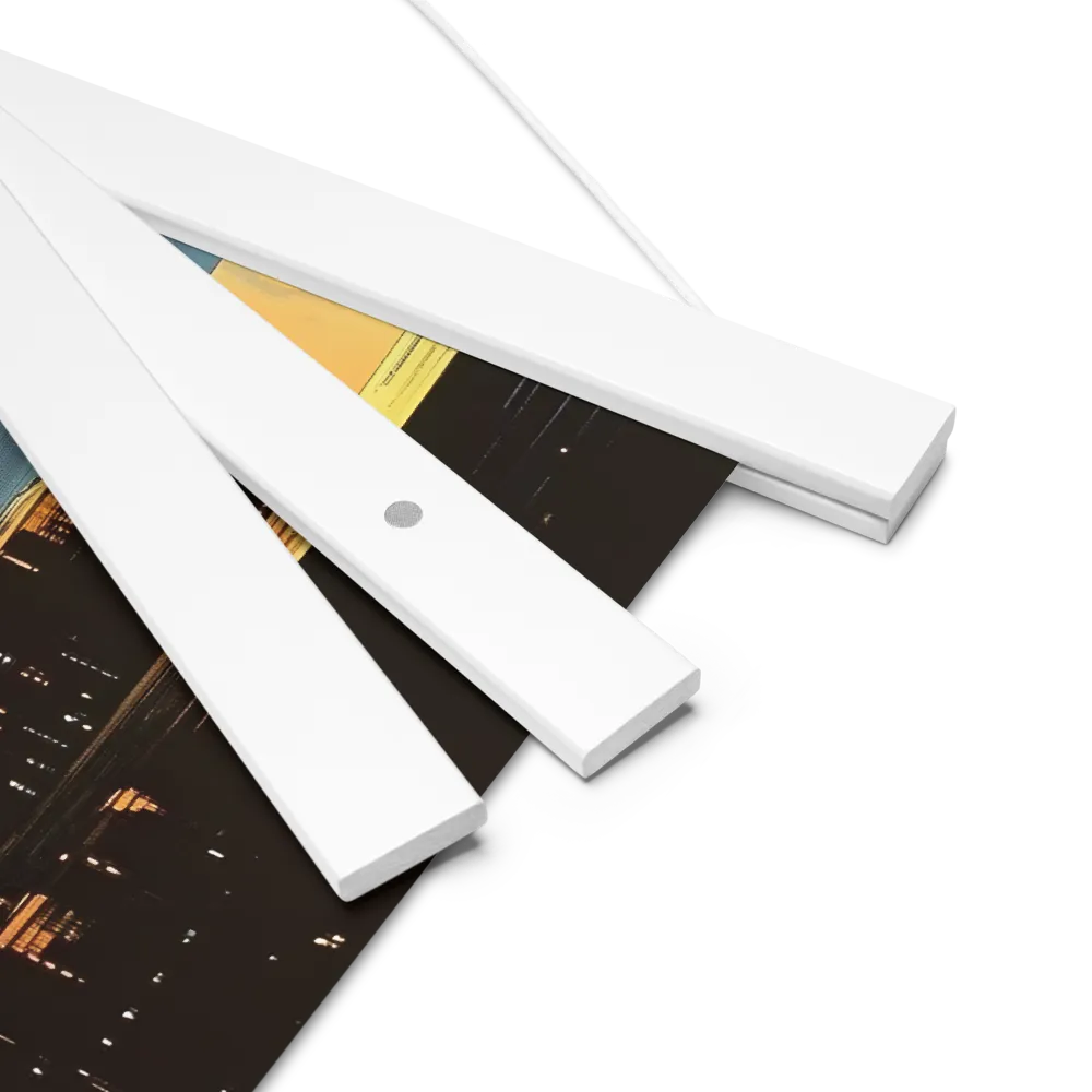 Metro Nexus: A Futuristic Cityscape | Poster With White Wood Hanger | 10″×10″