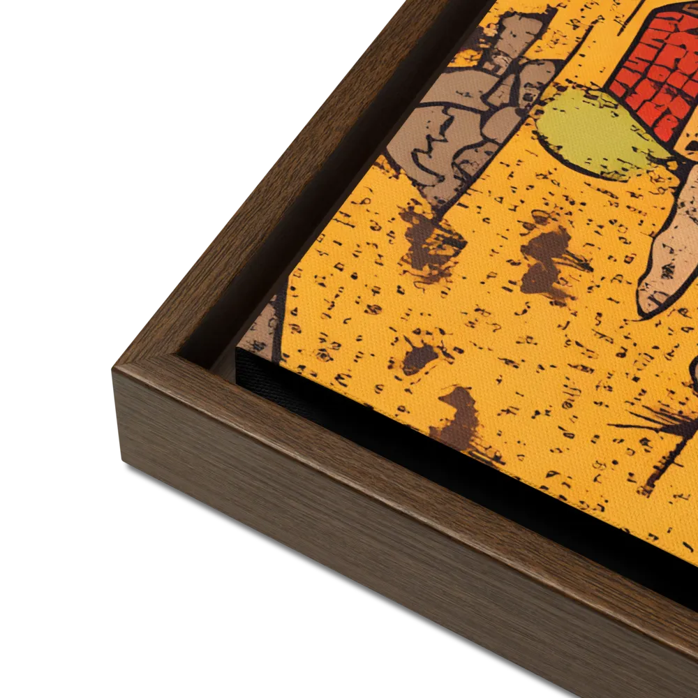 Whimsical Village Landscape | Canvas with Brown Frame | 18″×24″