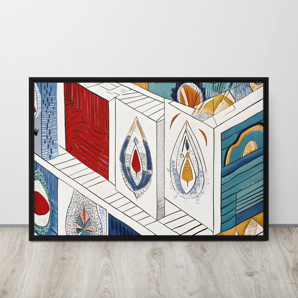 Symphony of Geometric Harmony | Canvas with Black Frame | 24″×36″