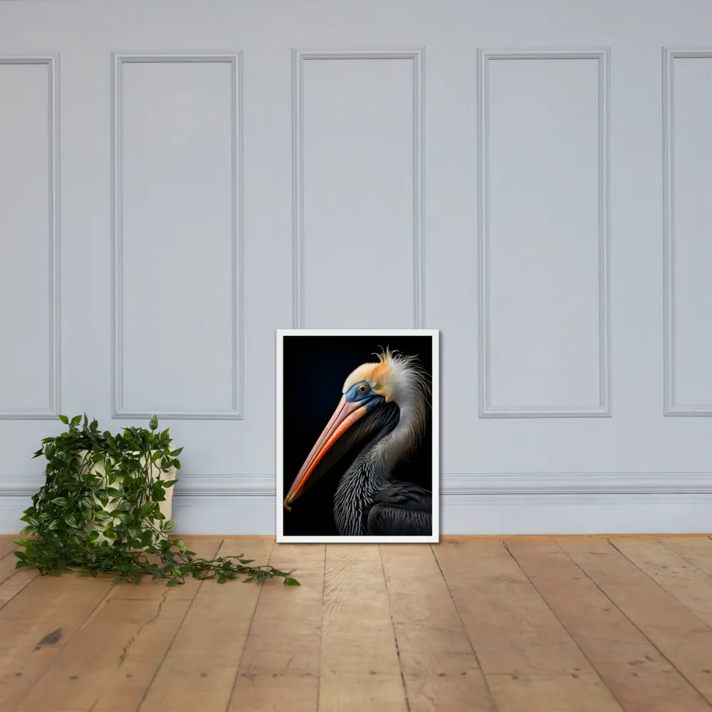 Majestic Portrait of a Pelican | Poster with White Frame | 18″×24″
