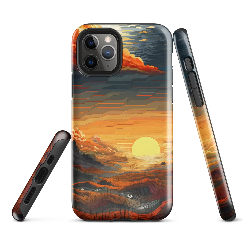 Ethereal Sunset: A Serene Landscape in Flowing Forms | Phone Case |  11 Pro | Tough Case | Glossy